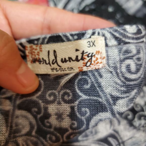 World Unity Gray and Black LS Lace Trimmed Top 3X NWT - Picture 6 of 9